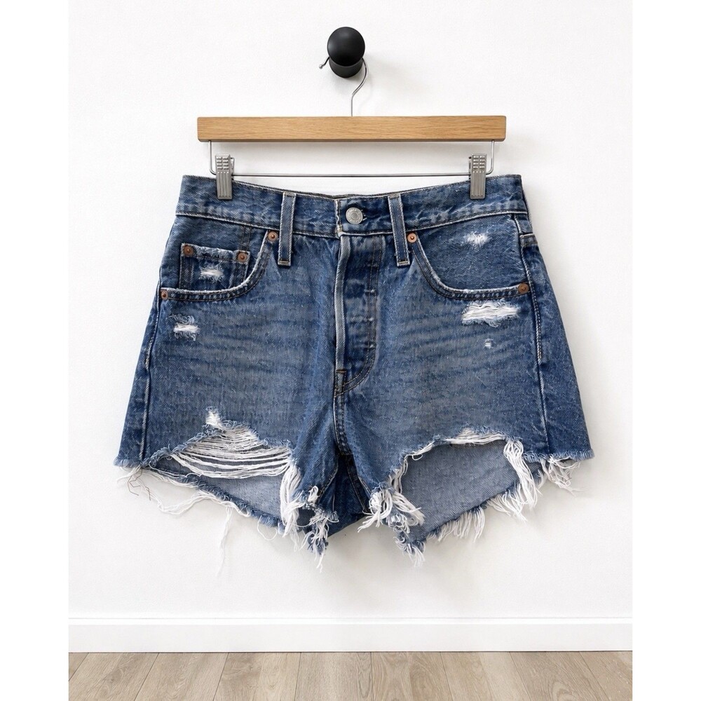 Levi's 501 Original Cut Off Shorts Womens 25 Button Fly Distressed Cutoff Denim